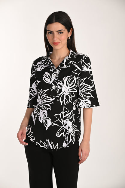 Graphic Radiance – The Frank Lyman Floral Top #266138