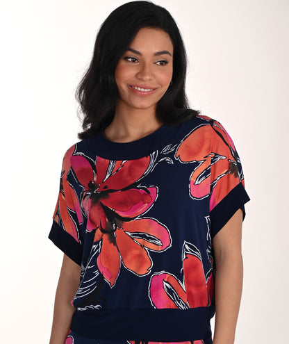 Haut Fleuri Indigo – Le Tricot Soyeux Frank Lyman #266356