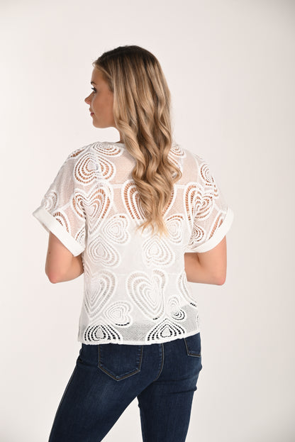 Embroidered mesh top with hearts and matching camisole #266387