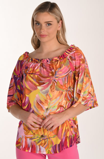 Summer Tunic with Leaf Print – The Silky Knit Frank Lyman #266414