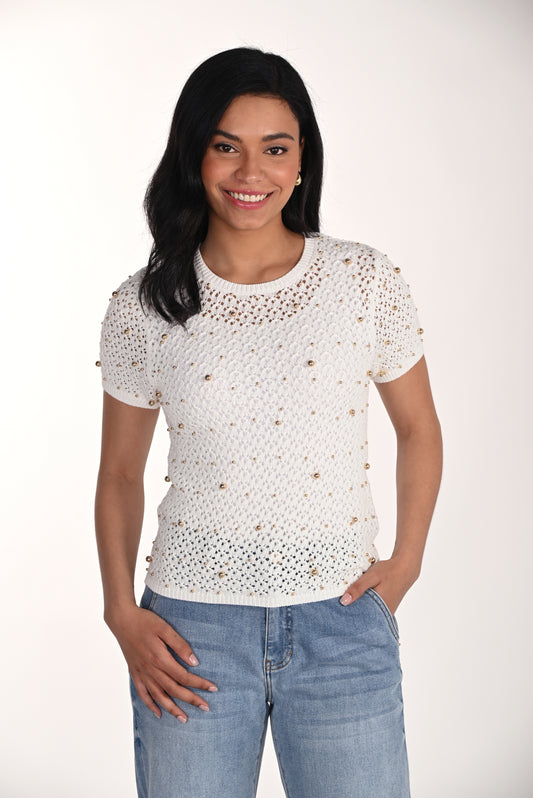 Beaded Openwork Knit Top – Frank Lyman #266510