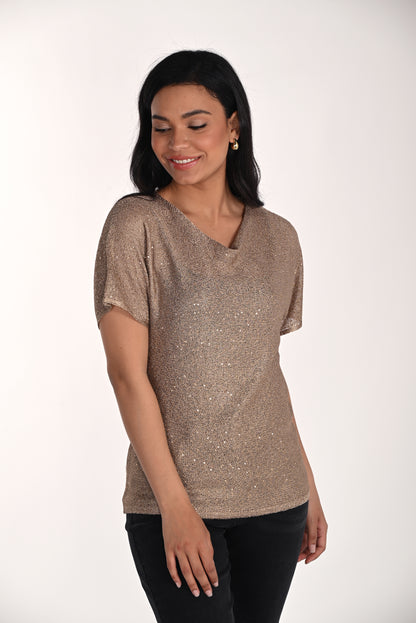 Éclat Tan – Frank Lyman Draped Knit Top #266526