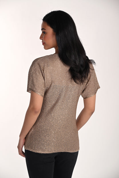 Éclat Tan – Frank Lyman Draped Knit Top #266526