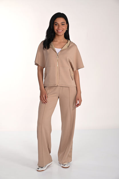 Wide-leg taupe trousers with elasticated waist – Frank Lyman #266547