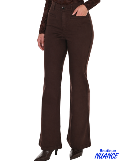 Pantalon denim tissé à jambe droite Mocha - Frank Lyman #266597