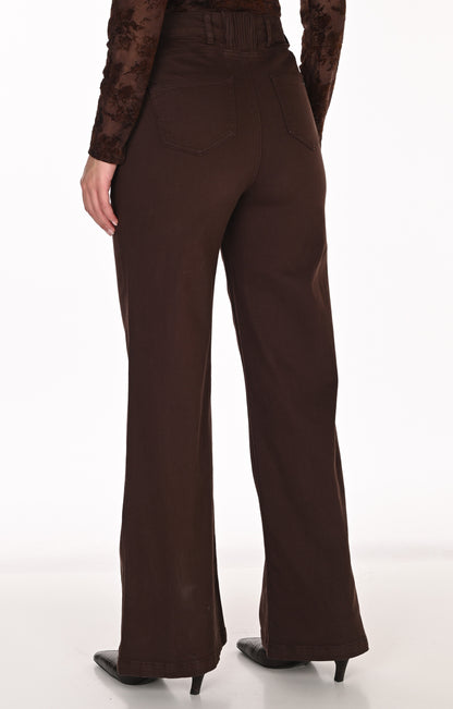 Pantalon denim tissé à jambe droite Mocha - Frank Lyman #266597