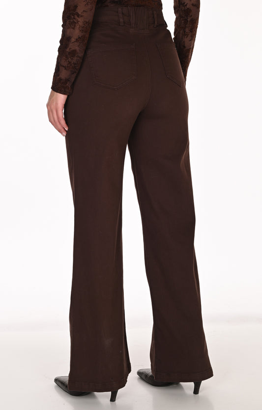 Pantalon denim tissé à jambe droite Mocha - Frank Lyman #266597