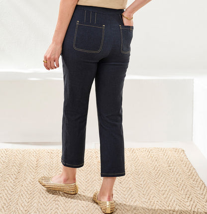 Pull-on Capri pants with decorative pockets – TRIBAL #3031O-8387