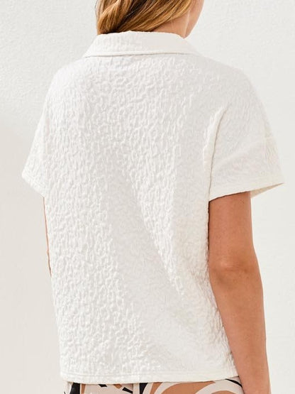Haut polo texturé à relief ton sur ton – Tribal # 3083O-8456