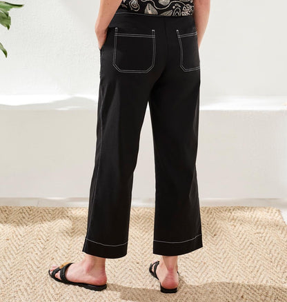 Pantalon à enfiler à la cheville à coutures contrastantes et coupe évasée – Tribal #3090O-3875