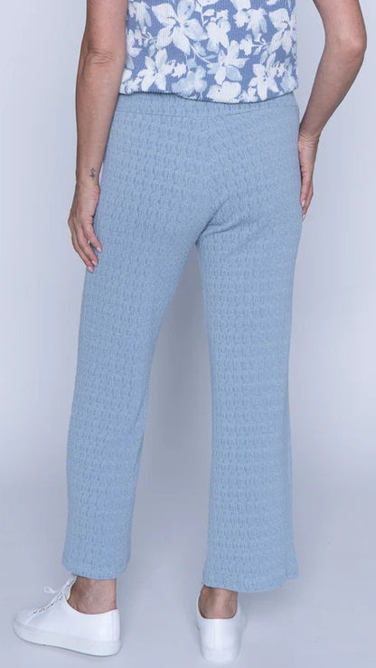 Wide-leg pull-on pants in waffle texture – ISCA #3130-5156