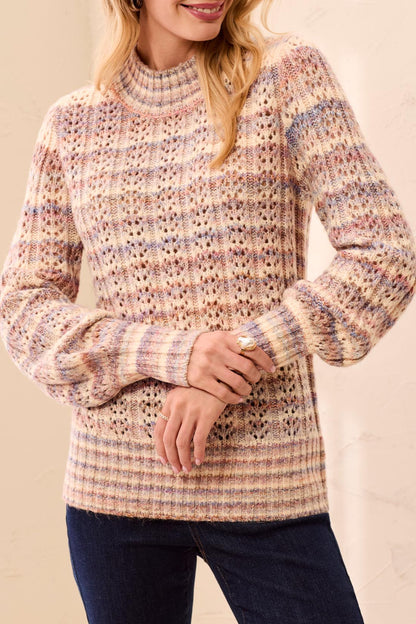 Tricot à encolure ronde en maille ajourée Pansy - Tribal #3164O-8486