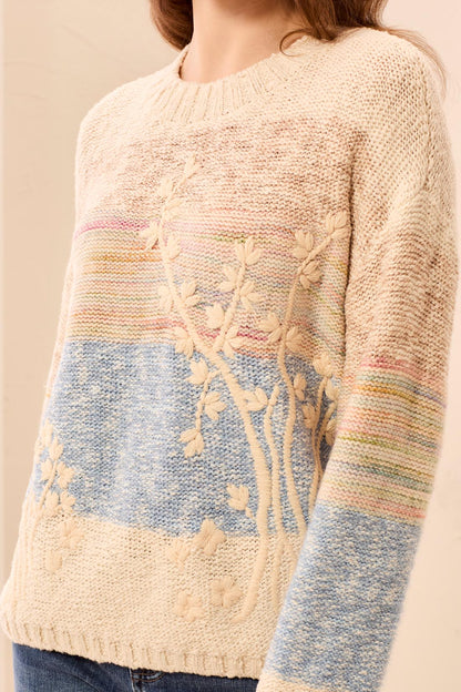 Tricot pastel à broderies florales - Tribal #3194O-8495