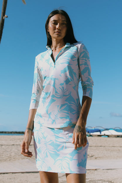 Jupe-culotte à enfiler, motifs feuillages, poches carrées à l'avant, par Tribal #3900XX-3024