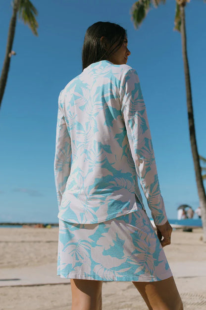 Jupe-culotte à enfiler, motifs feuillages, poches carrées à l'avant, par Tribal #3900XX-3024