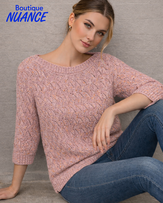 Haut en tricot ajouré à encolure bateau et allure raffinée – Skovhuus #4187