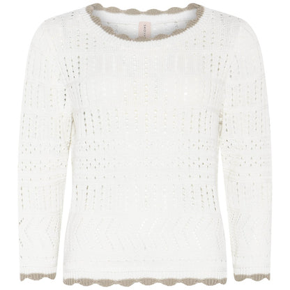 Haut en tricot ajouré à manches longues et finitions ondulées – Skovhuus #4207
