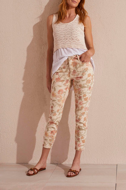 Capri beige à imprimé floral de Tribal #5410O 4744P