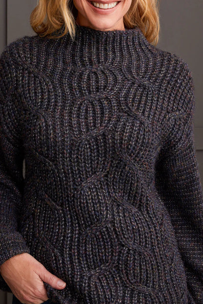 Chandail oversize à col cheminée, motif torsadé au devant, par Tribal #5583O-4846-0112