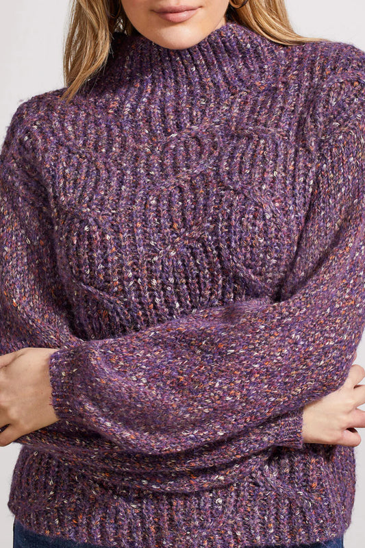 Chandail oversize à col cheminée, motif torsadé au devant, par Tribal #5583O-4846-0112