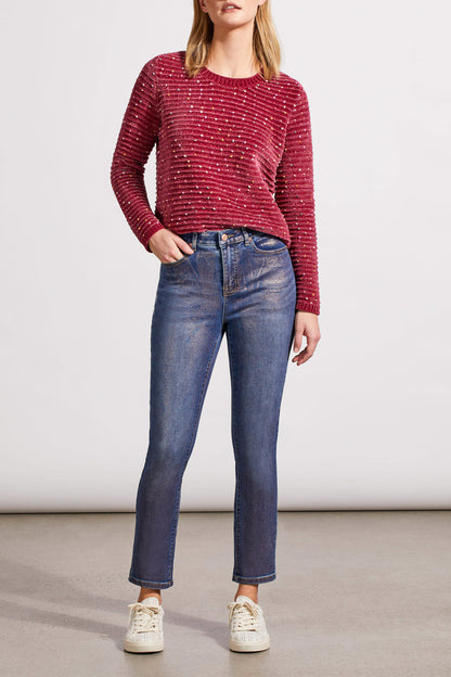 5-Pocket Slim Jeans with Rose Gold Shimmer, by Tribal #5678O-5045