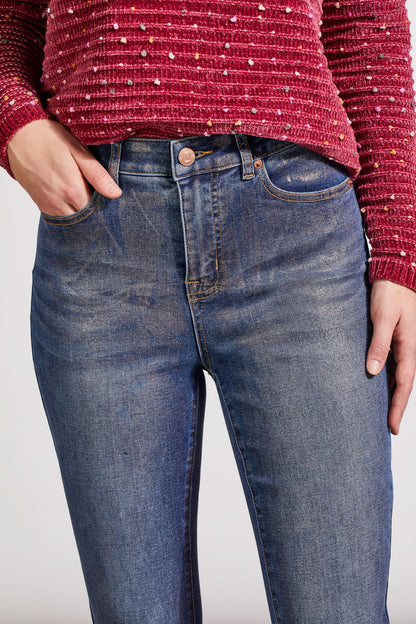 5-Pocket Slim Jeans with Rose Gold Shimmer, by Tribal #5678O-5045
