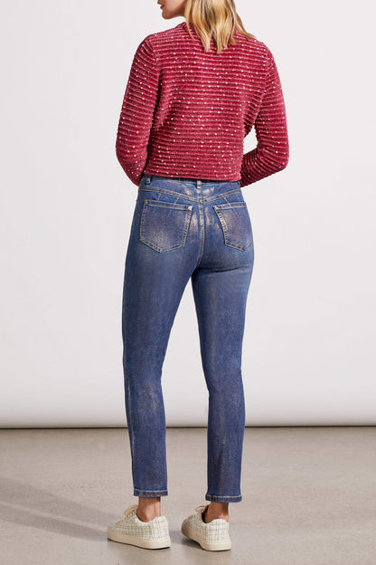 5-Pocket Slim Jeans with Rose Gold Shimmer, by Tribal #5678O-5045