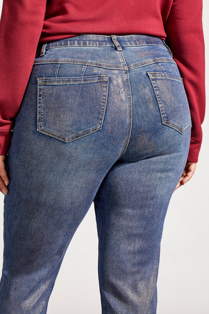5-Pocket Slim Jeans with Rose Gold Shimmer, by Tribal #5678O-5045