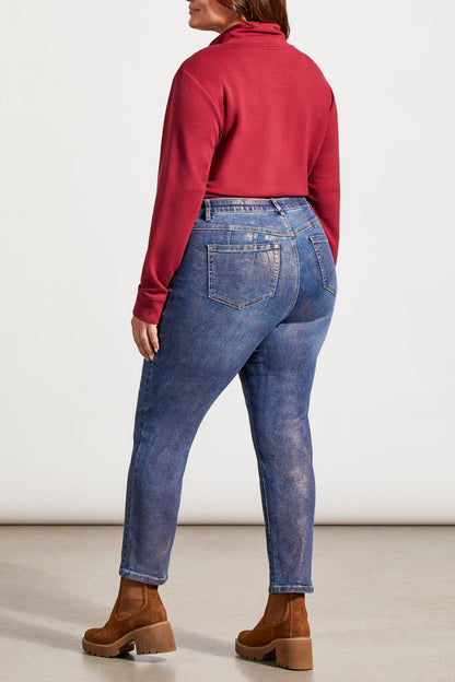 5-Pocket Slim Jeans with Rose Gold Shimmer, by Tribal #5678O-5045