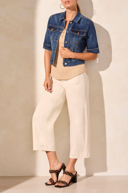 Veste de jeans courte, demie-manche, par Tribal #5713O