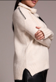 Tricot Crème à Cœur Contrastant – Tribal #6031O-5131