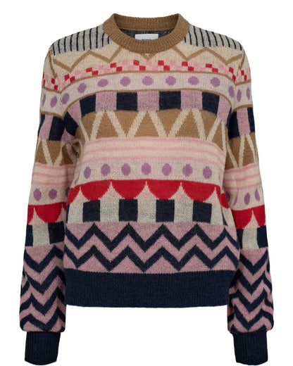 Long-sleeved, crew-neck sweater with geometric print, by NŨMPH #704738