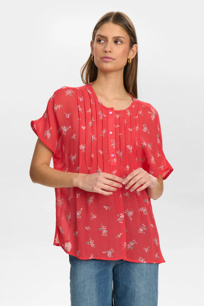 Blouse en viscose, à manches courtes, motifs fleuris délicats, par NÜMPH #705230