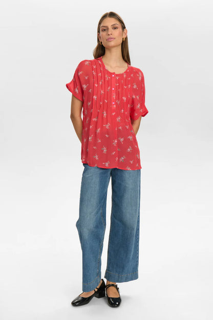 Blouse en viscose, à manches courtes, motifs fleuris délicats, par NÜMPH #705230