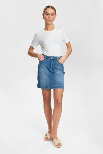 Denim skirt with braided belt, by NÜMPH #705273