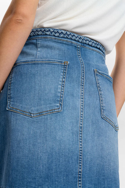 Denim skirt with braided belt, by NÜMPH #705273