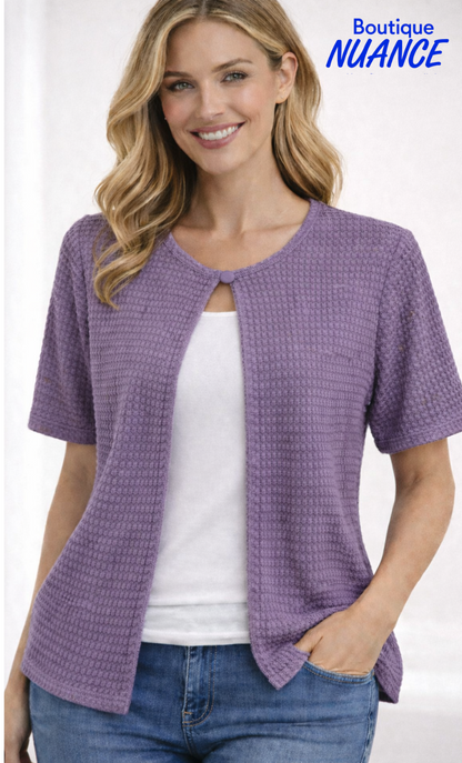 Cardigan court à manches courtes et bouton fermoir – ISCA #7053-5152