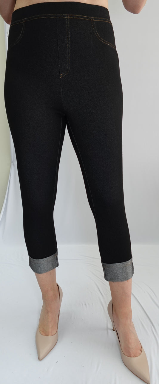 Capri à enfiler, bas de jambe à revers, coutures contrastées, par Softworks #75806