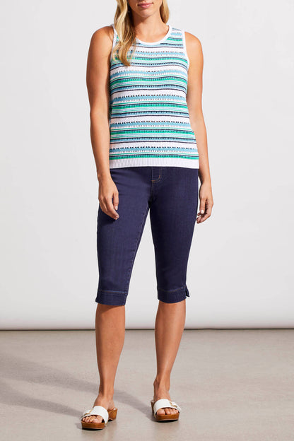 Camisole rayée, en tricot de coton, à larges bretelles, de Tribal #7667O 576