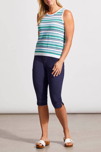 Camisole rayée, en tricot de coton, à larges bretelles, de Tribal #7667O 576
