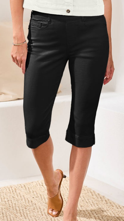 Capri Audrey in regular slim-fit denim with side slits – Tribal #7674O-5100