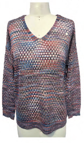 Openwork knit knit, long sleeves and V-neck, by Orly #801-04