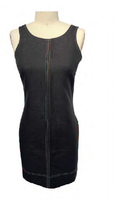 Sleeveless black dress, round neck and narrow straps, by Orly #811-09