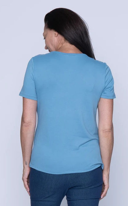 T-shirt uni à encolure V et manches courtes – ISCA #8824-5123