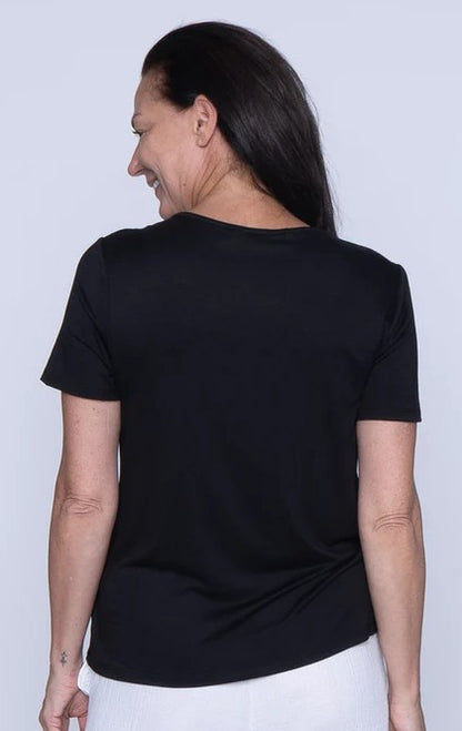 T-shirt uni à encolure V et manches courtes – ISCA #8824-5123
