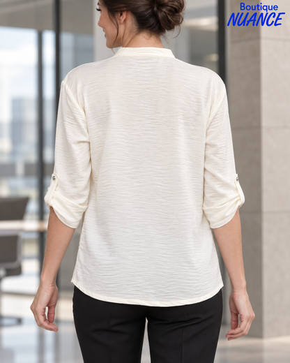 Blouse à col arrondi et patte décorative – ISCA #8869-6390