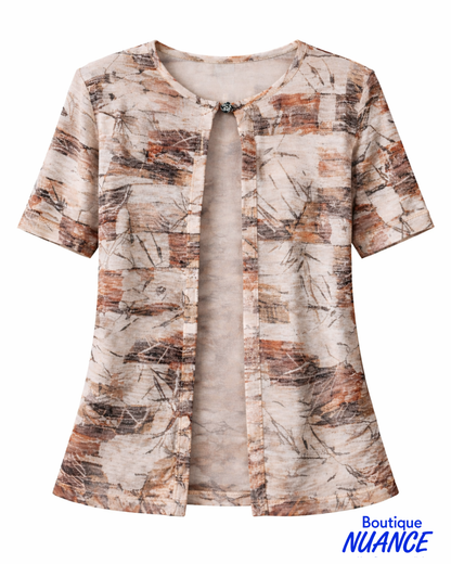 Cardigan court à manches courtes et bouton fermoir – ISCA #7053-5152