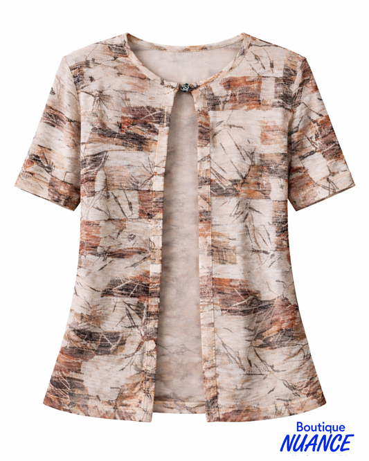 Cardigan court à manches courtes et bouton fermoir – ISCA #7053-5152