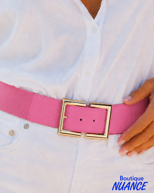 Ceinture extensible à boucle géométrique dorée – Frank Lyman #A25103