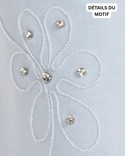 Straight-leg jeans with a slightly flared leg and floral embroidery – Frank Lyman #261613